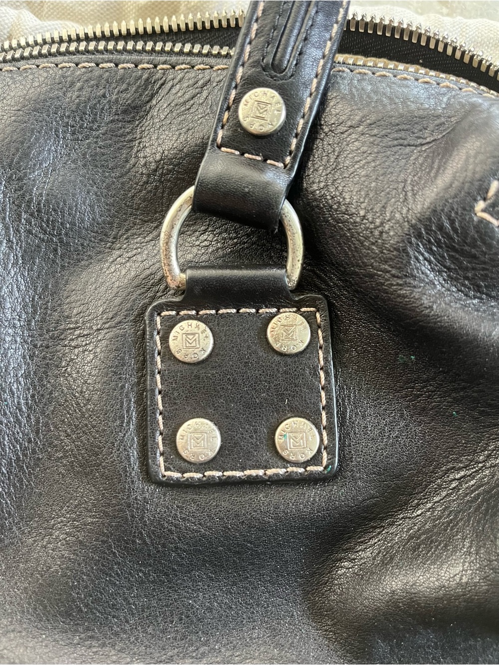 Michael Kors black leather satchel with silver detail. Pre-owned Condition-Good - Picture 4 of 8